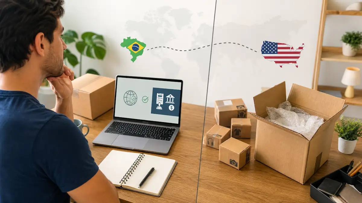 Comparação entre envio pelo Remessa Conforme e consolidação de encomendas em um redirecionador nos Estados Unidos