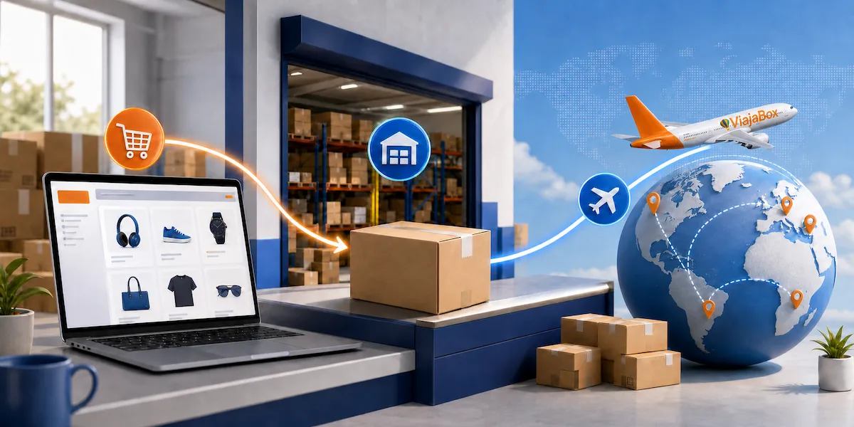 Service de réexpédition de colis depuis les États-Unis avec achat en ligne, entrepôt et livraison internationale