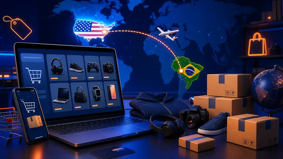 Compras online da Cyber Monday nos EUA preparadas para envio ao Brasil