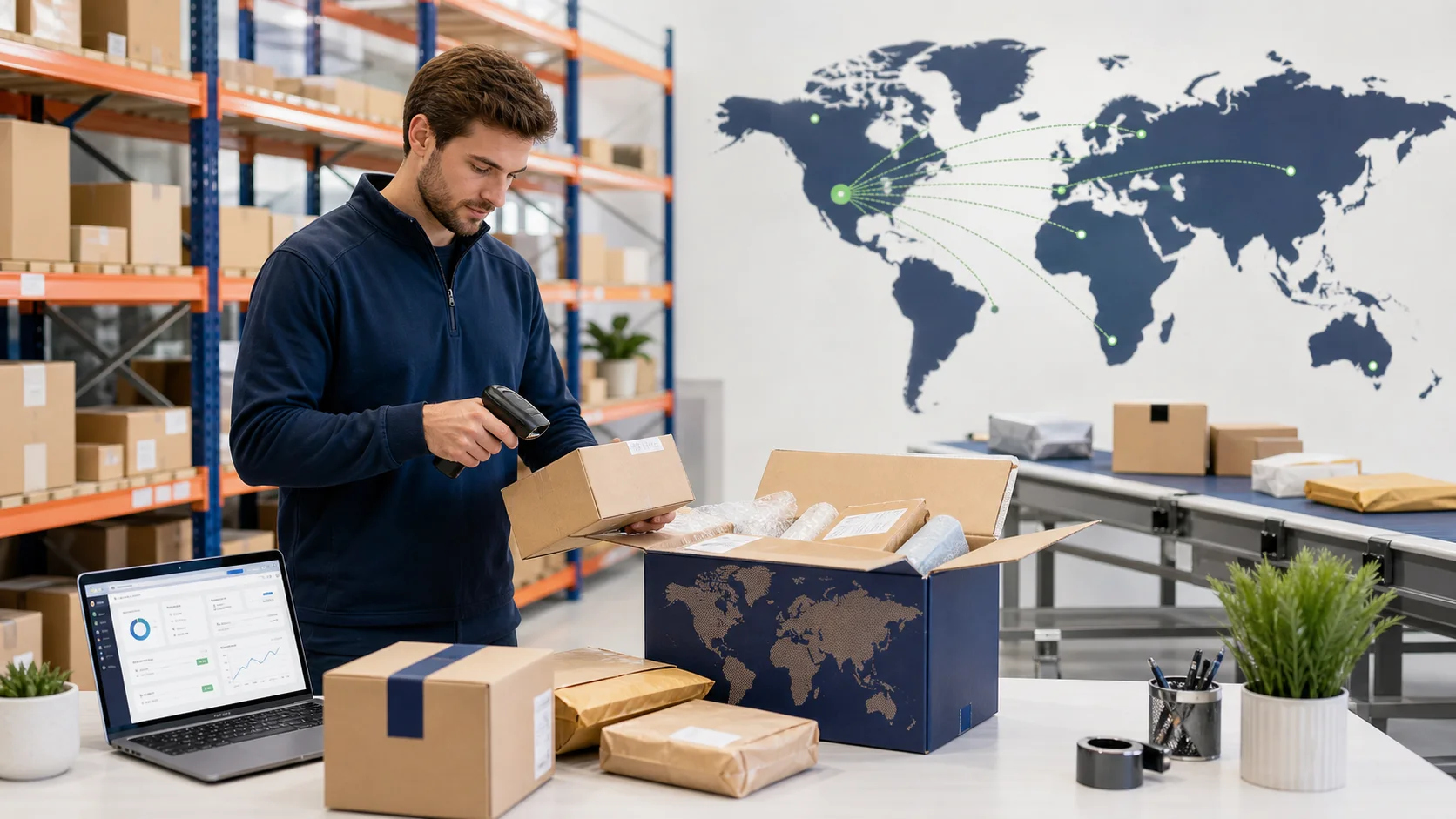Package forwarding specialist consolidating online purchases for international delivery