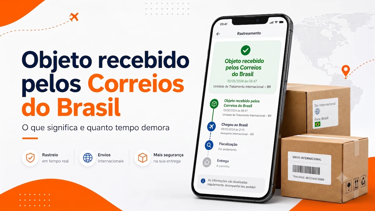 Tela de rastreamento dos Correios mostrando o status objeto recebido pelos Correios do Brasil